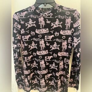 Pink Western Graphic Long Sleeve Shirt
